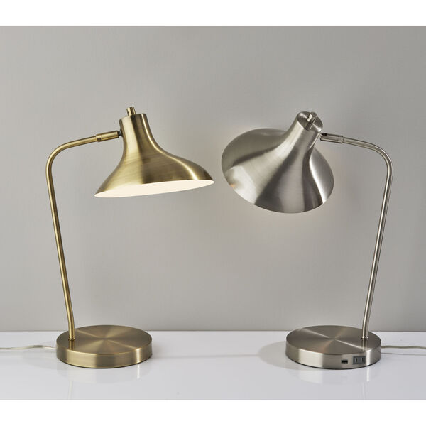 Cleo Brushed Steel One-Light Desk Lamp, image 3