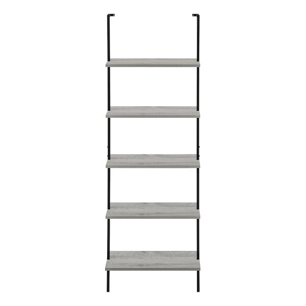 Grey and Black Ladder Bookcase with Five Shelves, image 4