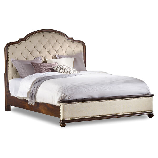 Leesburg Queen Upholstered Bed with Wood Rails, image 1
