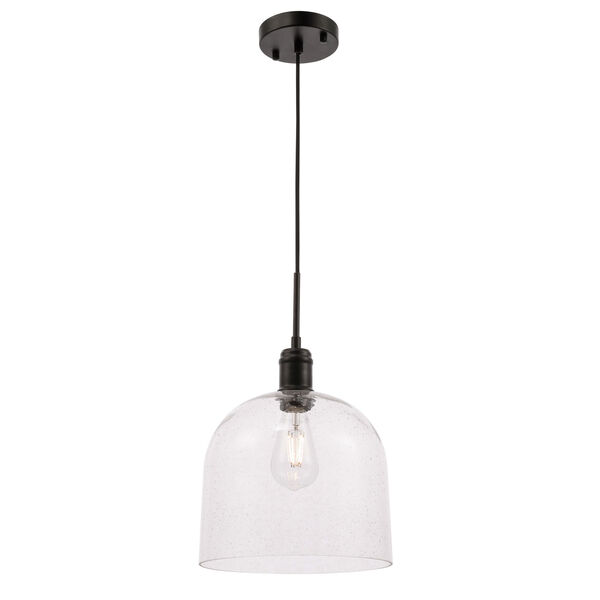 Gabe Black 10-Inch One-Light Pendant with Clear Seeded Glass, image 4