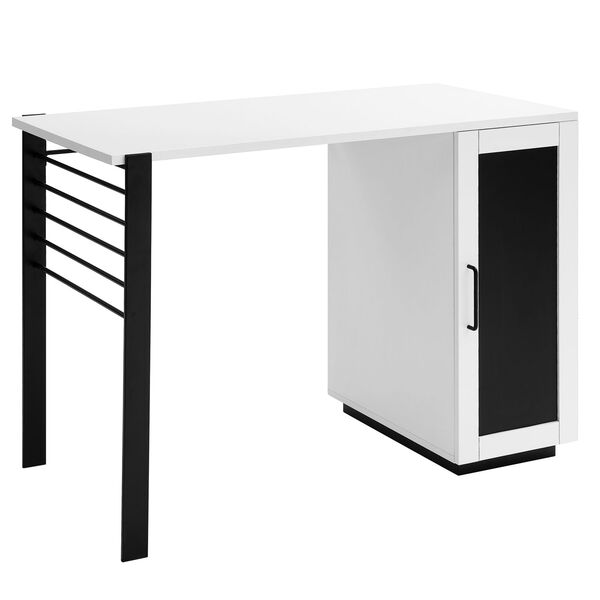 Solid White Storage Desk with Chalkboard Door, image 3