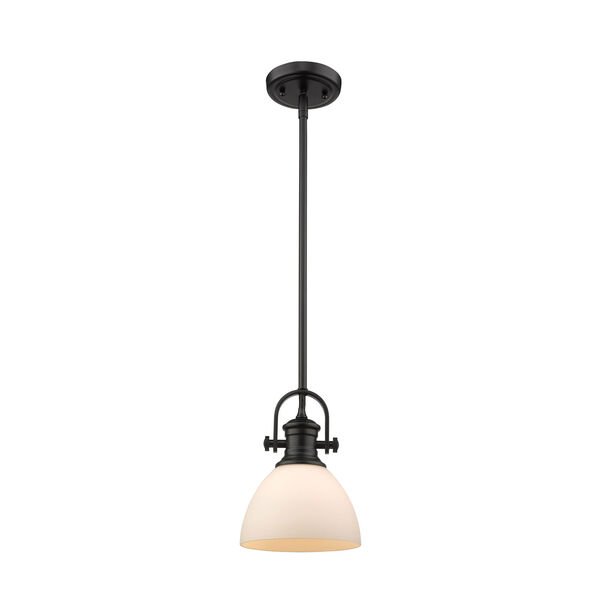 Hines Black 7-Inch One-Light Mini Pendant with Opal Glass, image 2