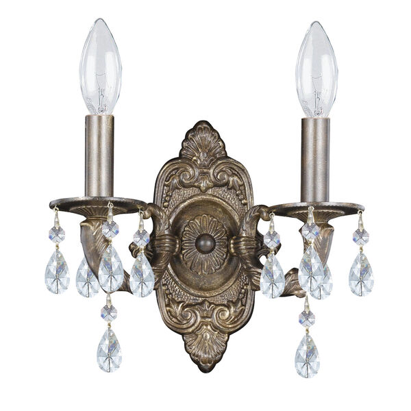 Sutton Venetian Bronze Two Light Elements Crystal Wall Sconce, image 1