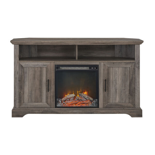 Columbus Grey Wash Fireplace Corner TV Stand, image 1
