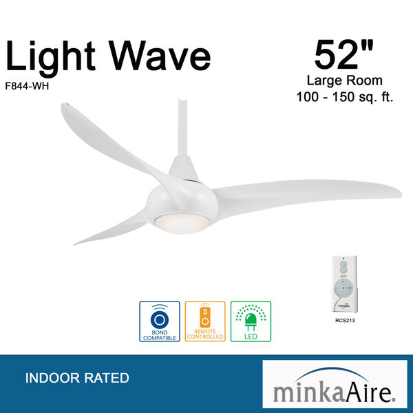 Light Wave White LED 52-Inch Ceiling Fan - (Open Box), image 7