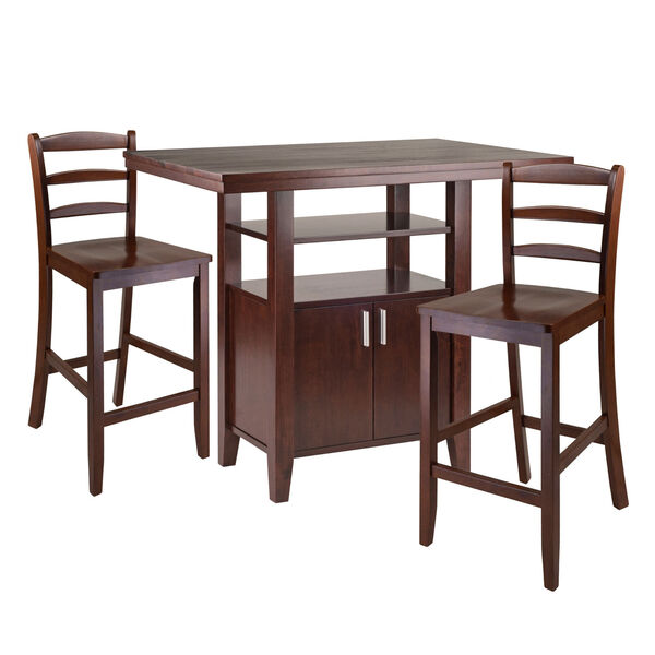Albany Walnut Three Piece High Table with Ladder Back Counter Stool Set, image 1