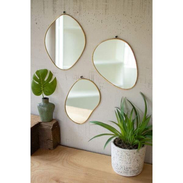 Brass Framed Organic Shaped Mirror, Set of 3, image 1