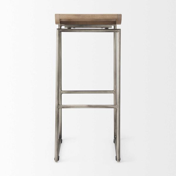 Givens Brown and Silver Metal Frame Bar Stool, image 4