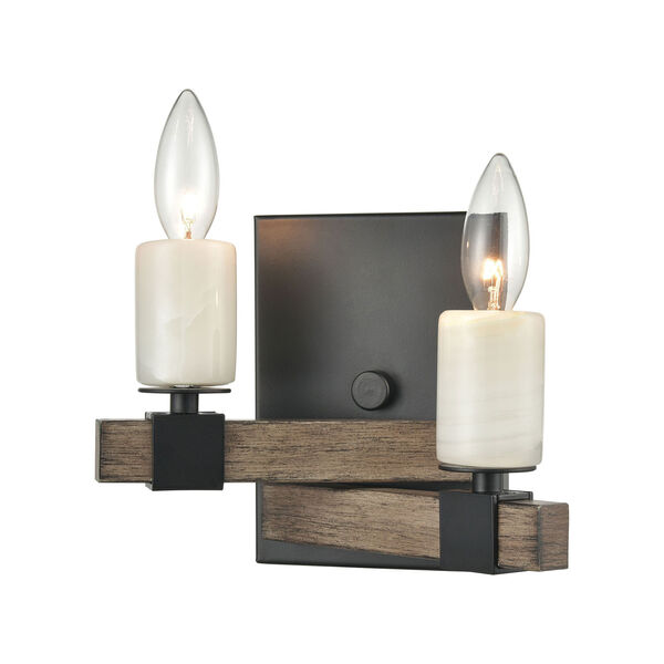 Stone Manor Aspen and Matte Black Two-Light Wall Sconce, image 1