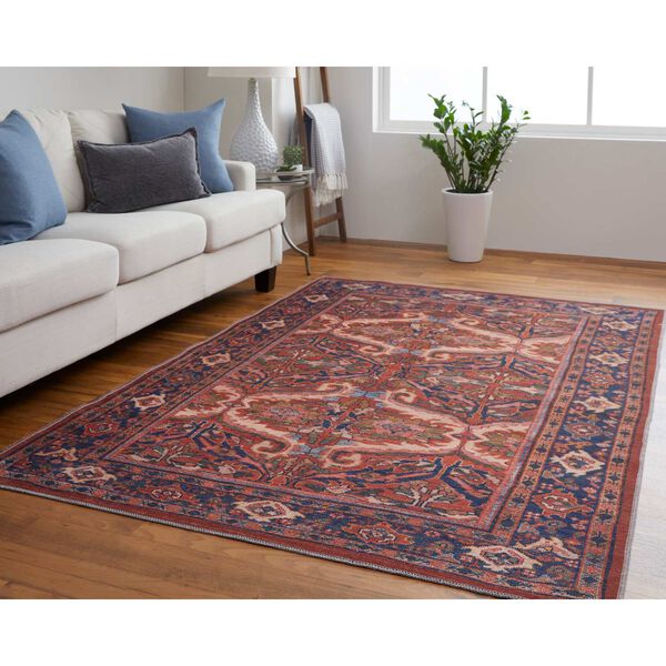 Rawlins Eclectic Red Tan Blue Area Rug, image 3