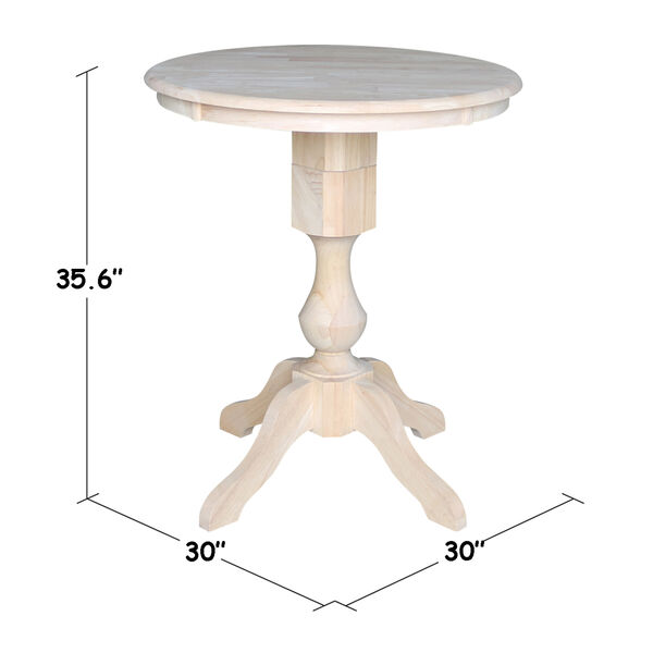 Unfinished 30-Inch Curved Pedestal Counter Height Table, image 3