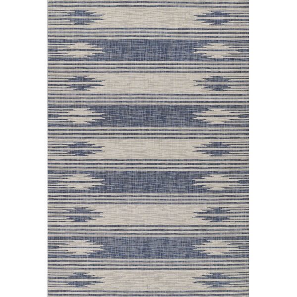 Riviera White and Blue Indoor/Outdoor Rug, image 1