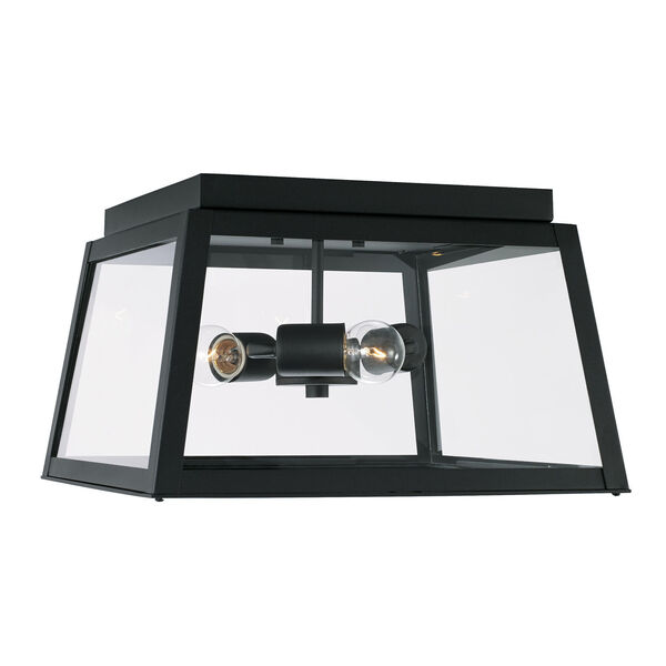 Leighton Black Three-Light Outdoor Flush Mount with Clear Glass, image 1