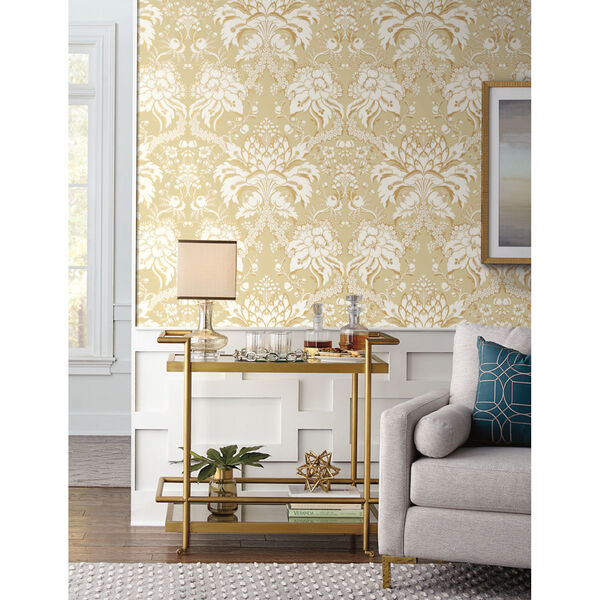 Damask Resource Library Yellow 27 In. x 27 Ft. French Artichoke Wallpaper, image 2
