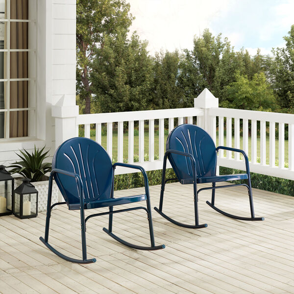 Griffith Navy Gloss Outdoor Rocking Chairs, Set of Two, image 2