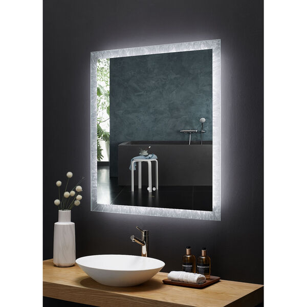 Frysta White 36 x 40 Inch LED Frameless Rectangualar Mirror with Dimmer and Defogger, image 3