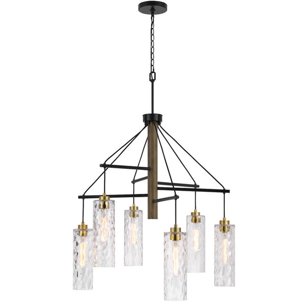 Williston Antique Brass and Natural Six-Light Chandelier, image 4