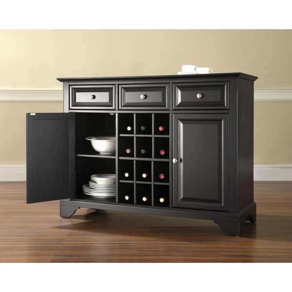 LaFayette Buffet Server / Sideboard Cabinet with Wine Storage in Black Finish, image 4