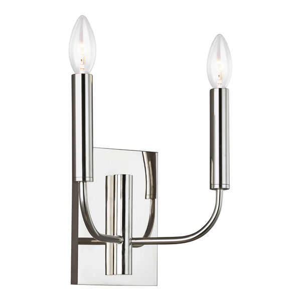 Brianna Polished Nickel Two-Light Wall Sconce, image 1