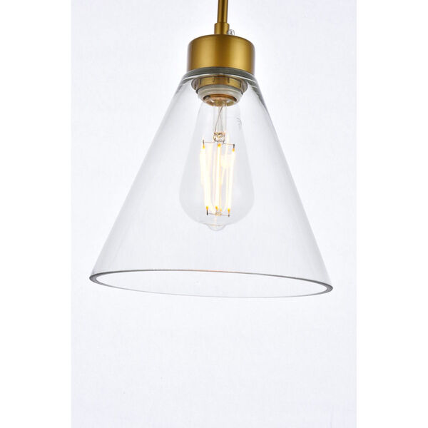Mera Brass and Clear One-Light Mini Pendant, image 6