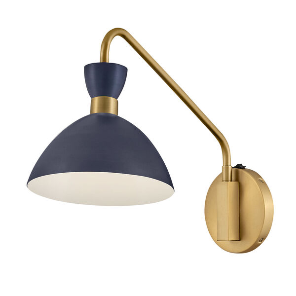 Simon Matte Navy with Heritage Brass Accents One-Light Wall Sconce, image 3