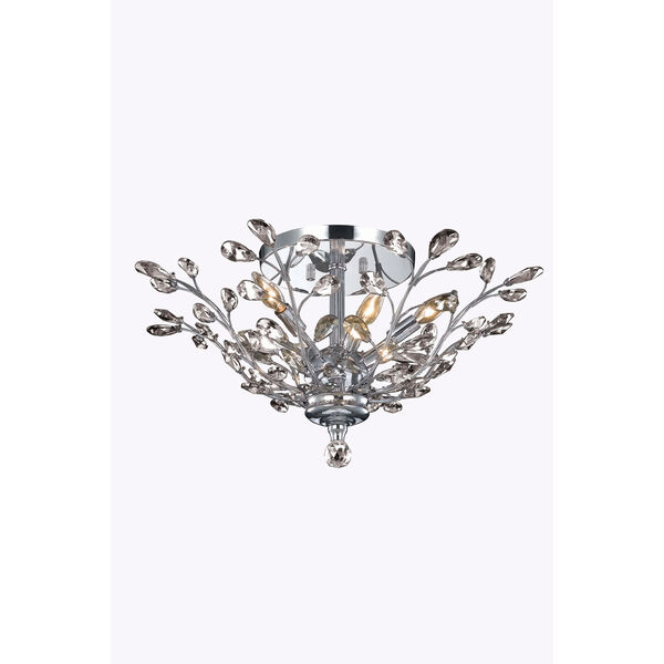 Orchid Chrome 27-Inch Six-Light Flush Mount with Clear Elegant Cut Crystal, image 1