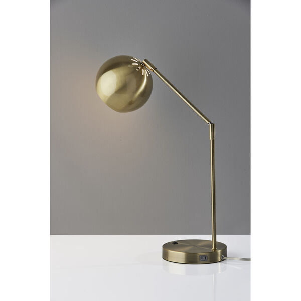 Ashbury Antique Brass One-Light Desk Lamp, image 3