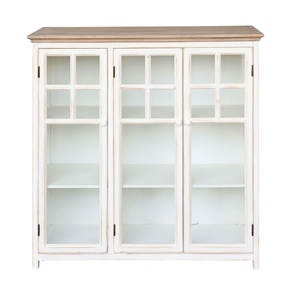Bungalow Lane Cream Wood Cabinet with 3 Shelves and 3 Glass Doors, image 3
