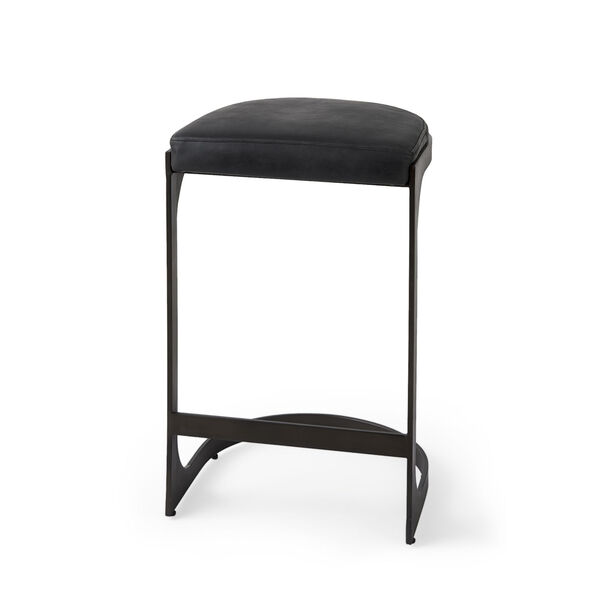 Tyson Black Leather Seat Counter Height Stool, image 1