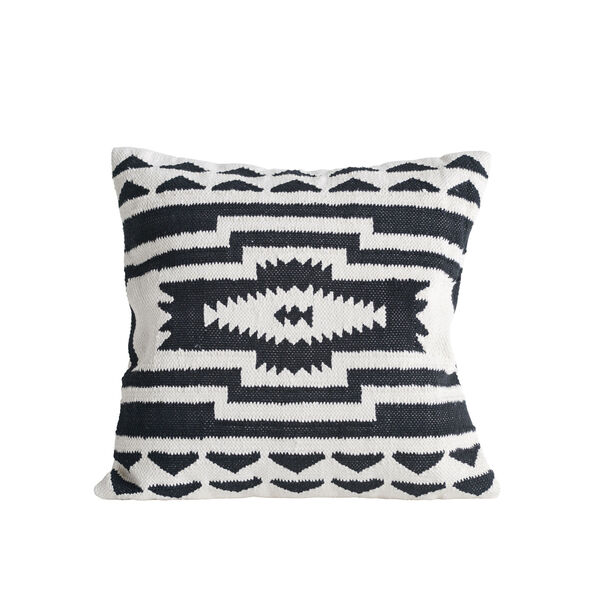 Collected Notions Black and Cream Square Kilim Cotton Pillow, image 1