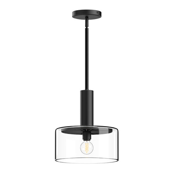 Royale Matte Black One-Light Pendant with Clear Glass, image 1