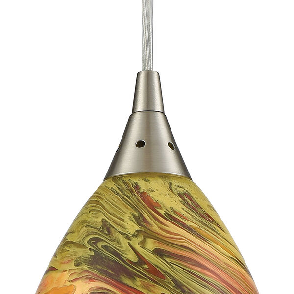 Collanino Satin Nickel Five-Inch One-Light Mini Pendant with Lava Swirl Blown Glass, image 5