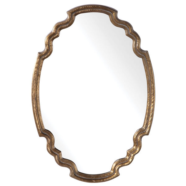 Ariane Gold Leaf Oval Mirror, image 2