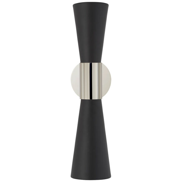 Clarkson Medium Narrow Sconce in Polished Nickel and Black by AERIN, image 1