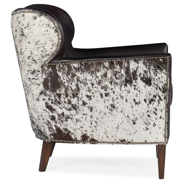 Kato Black Leather Club Chair with Salt Pepper Brindle, image 3