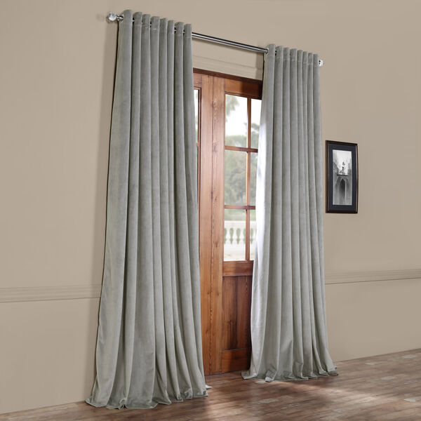 Silver Grey 120 x 100 In. Double Wide Grommet Blackout Velvet Curtain Single Panel, image 6