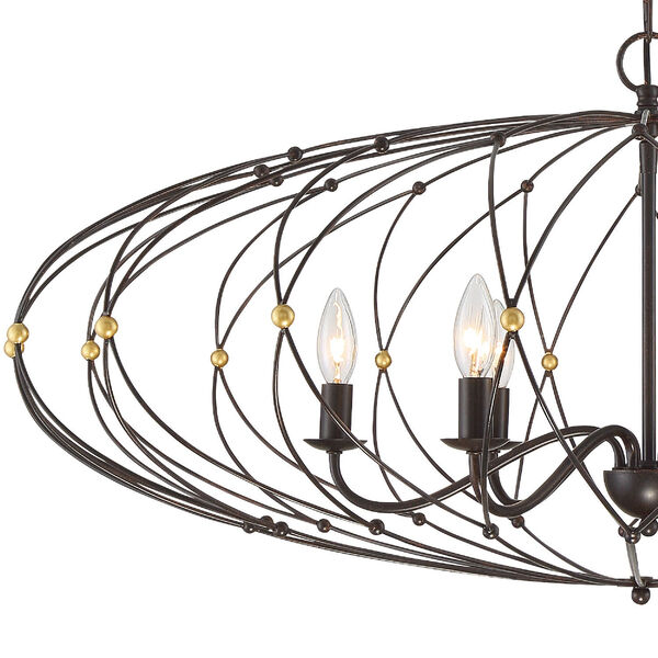 Zucca English Bronze and Antique Gold 38-Inch Six-Light Chandelier, image 3