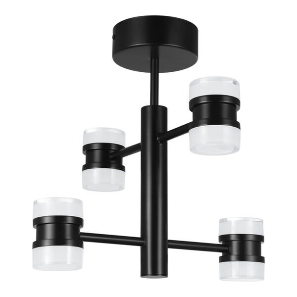 Romendo 1 Matte Black Eight-Light LED Flush Mount with Satin Acrylic Shade, image 1