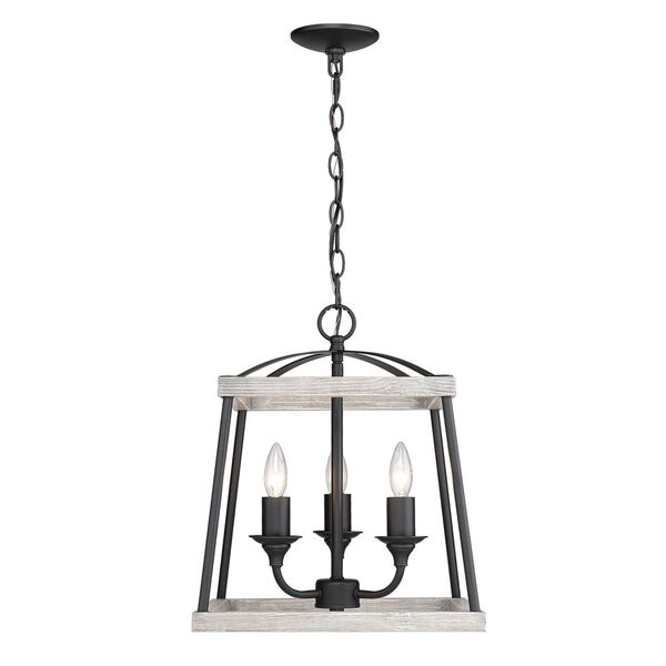 Teagan Natural Black 15-Inch Three-Light Pendant with Gray Harbor Wood Accents, image 2