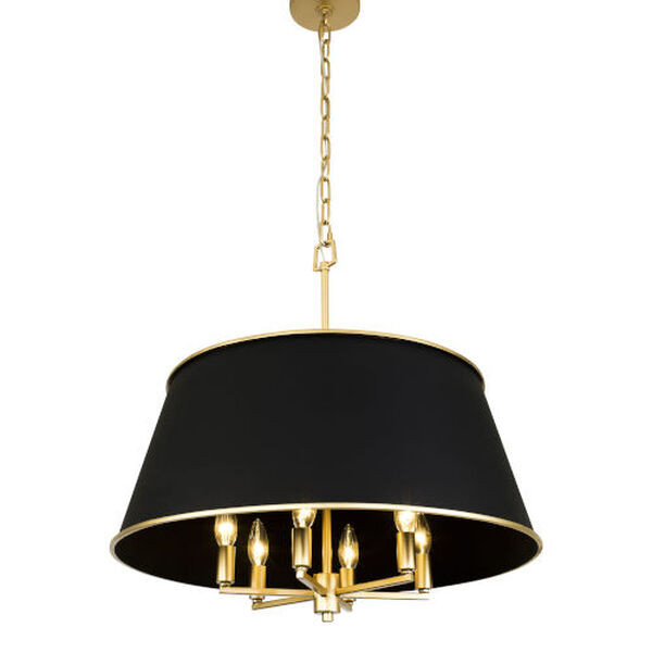 Coco Matte Black and French Gold Six-Light Pendant, image 4