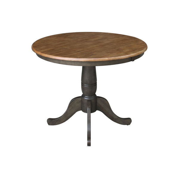 Hickory and Washed Coal 36-Inch Width x 29-Inch Height Hardwood Round Top Pedestal Table, image 2