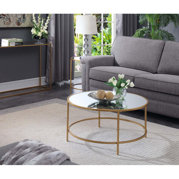 Gold Coast Gold Mirrored Round Coffee Table, image 1