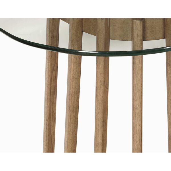 Catalina Distressed Wood Round Glass Top Slatted Console Table, image 5