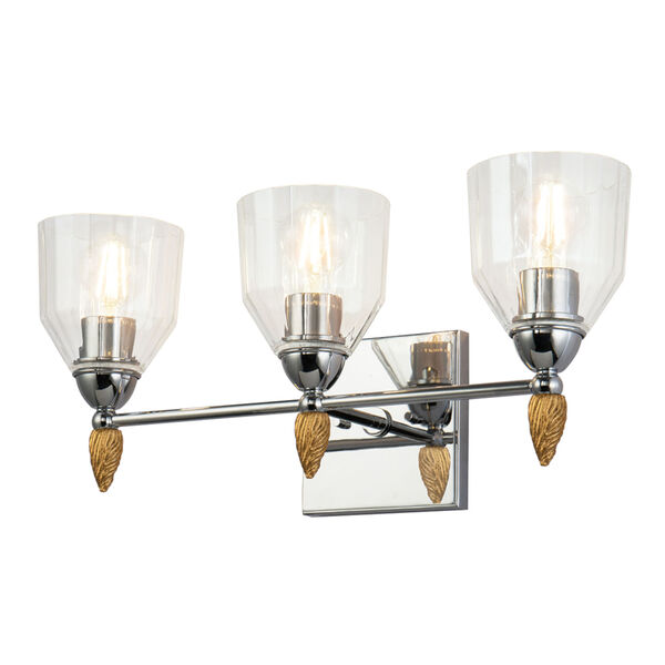 Fun Finial Polished Chrome Gold Three-Light Wall Sconce, image 1