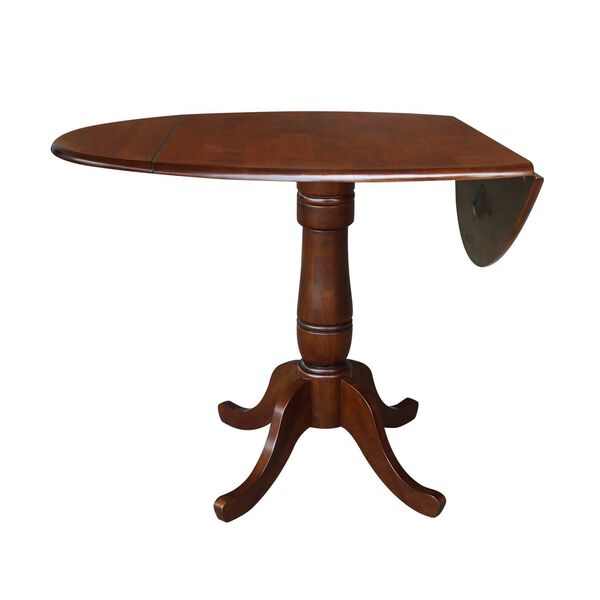 Espresso 36-Inch Round Top Dual Drop Leaf Pedestal Dining Table, image 2