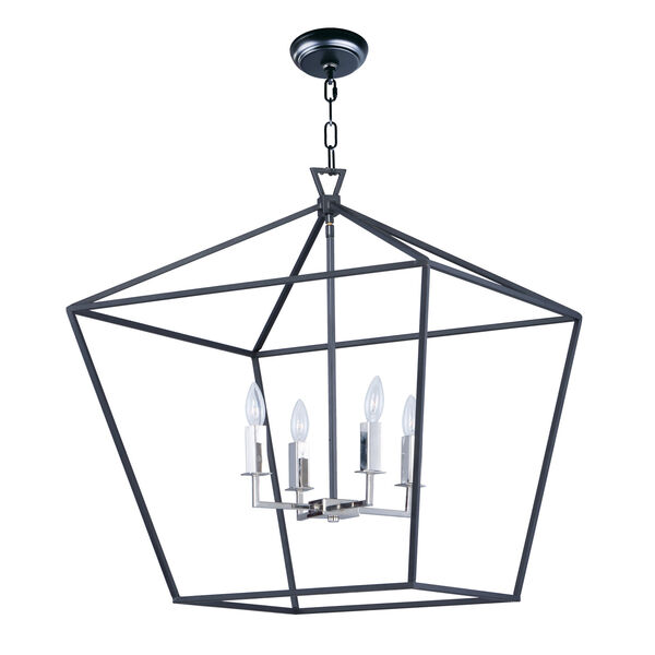 Abode Textured Black and Nickel 25-Inch Four-Light Lantern Pendant, image 1