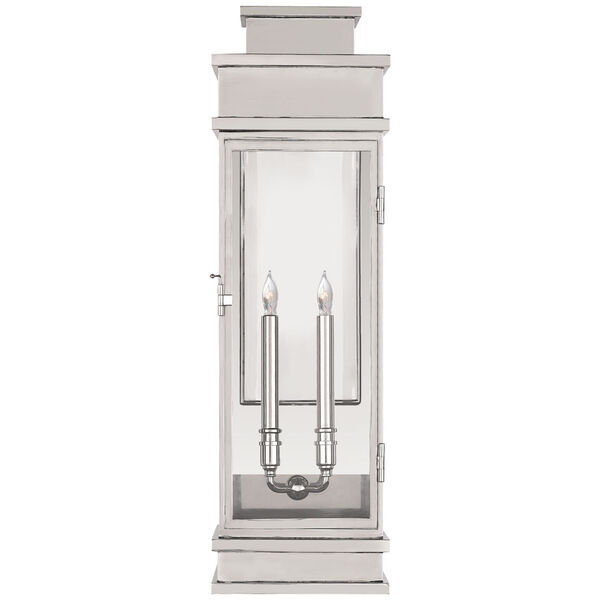Linear Large Wall Lantern in Polished Nickel with Clear Glass by Chapman and Myers, image 1