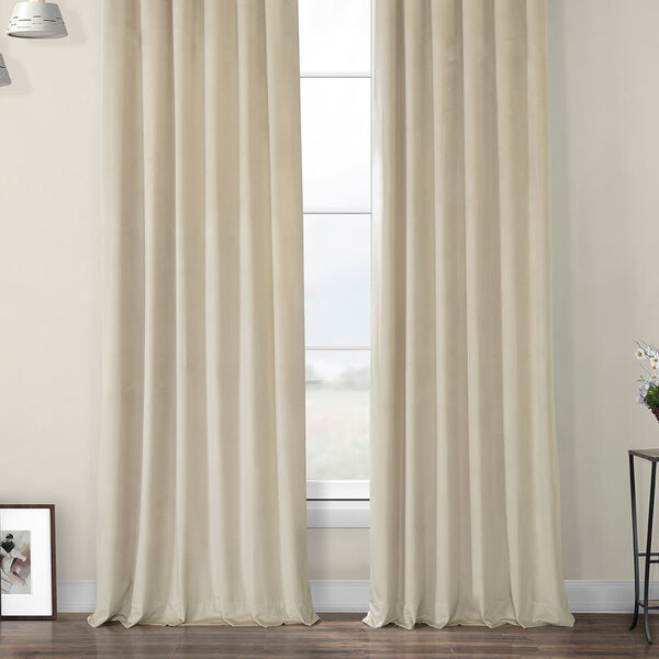 Beige Heritage Plush Velvet Curtain Single Panel, image 6