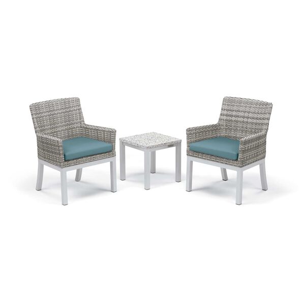 Travira and Argento Ash Ice Blue Three-Piece Outdoor Armchair and End Table Conversation Set, image 1