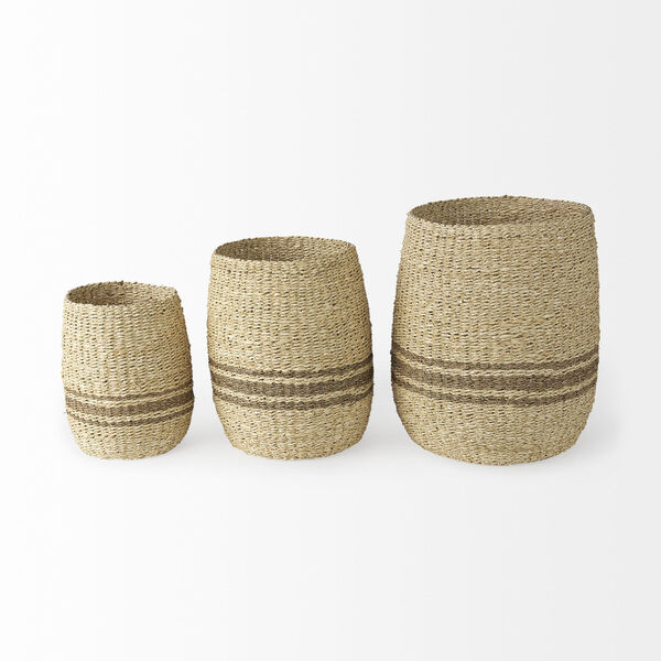 Sivannah Light and Medium Brown Round Basket, Set of 3, image 2